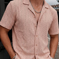 Camisa de resort abierta de punto con textura y botones para hombre