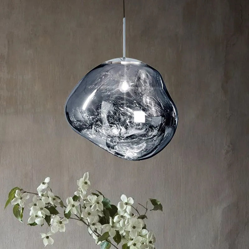 Lampada a sospensione in acrilico effetto fuso