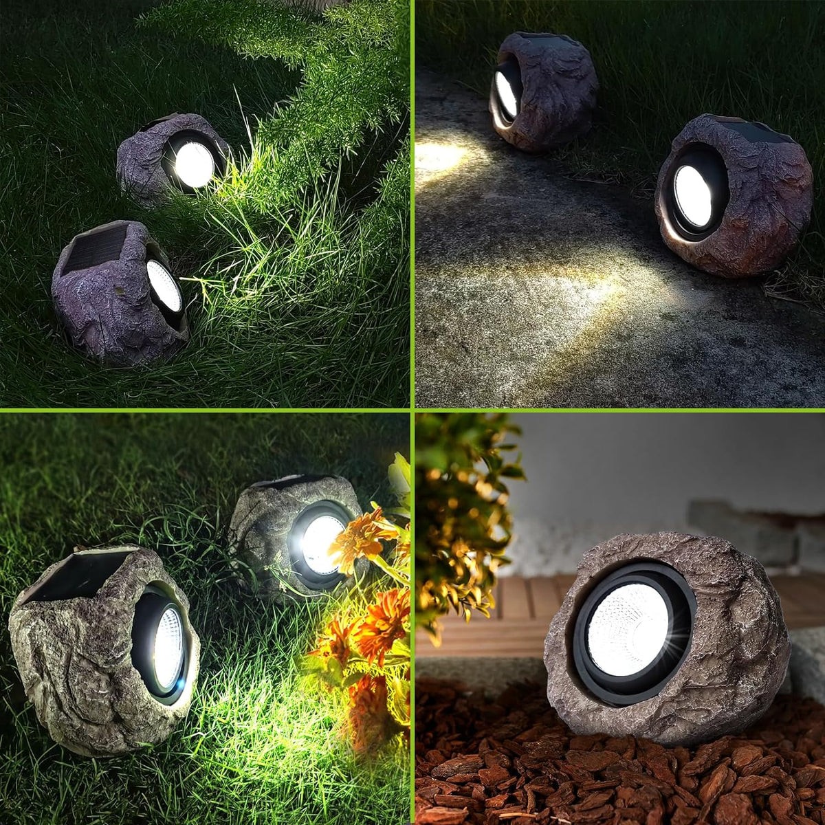 RockBright solcellelampe til havegange med stenlook
