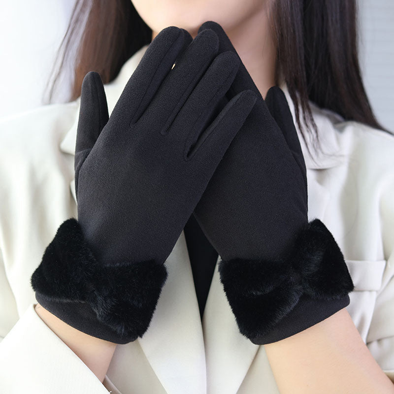 Guantes suaves al tacto con puños de lazo de pelo sintético