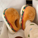 Pantuflas de hamburguesa de peluche
