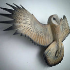 Decorative Flying Owl Wall Sculpture with Detailed Wings and Rustic Nature-Inspired Design