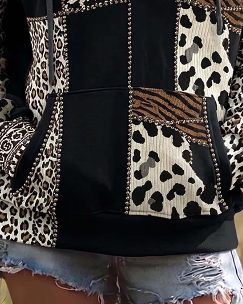 Women’s Animal Print Patchwork Hoodie