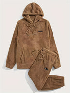Set felpa con cappuccio e jogger in pile testurizzato