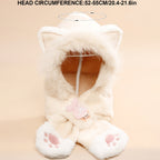 Bufanda infantil con capucha de pelo sintético y manoplas con forma de patas