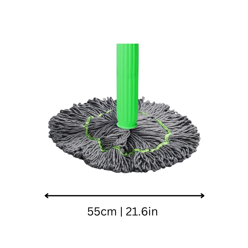 Balai à franges rotatif en microfibre avec manche vert