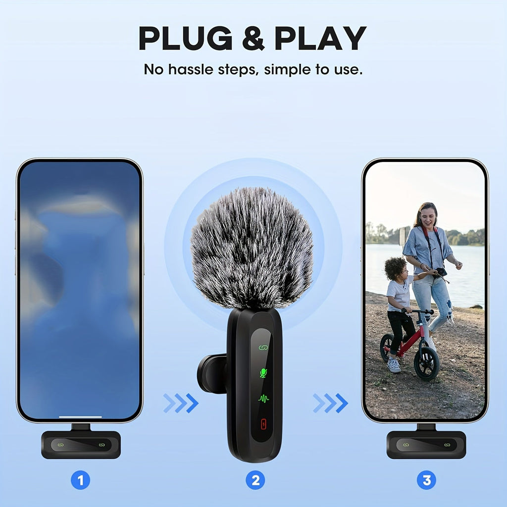 Micrófono inalámbrico de solapa doble con receptor USB-C