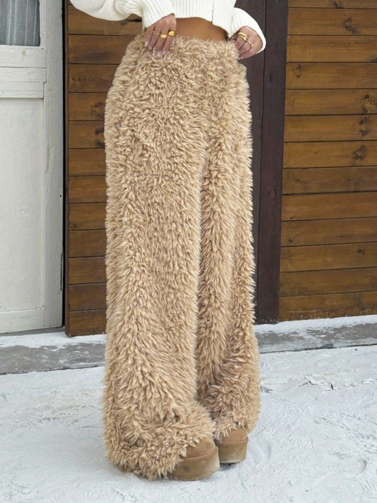 Women's Plush Wide-Leg Trousers