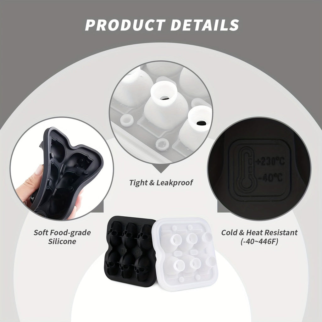 Stampo in silicone per cubetti di ghiaccio a forma di teschio con sei stampi grandi