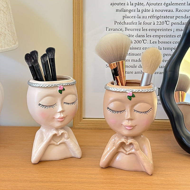 Organizador de brochas de maquillaje con forma de rostro
