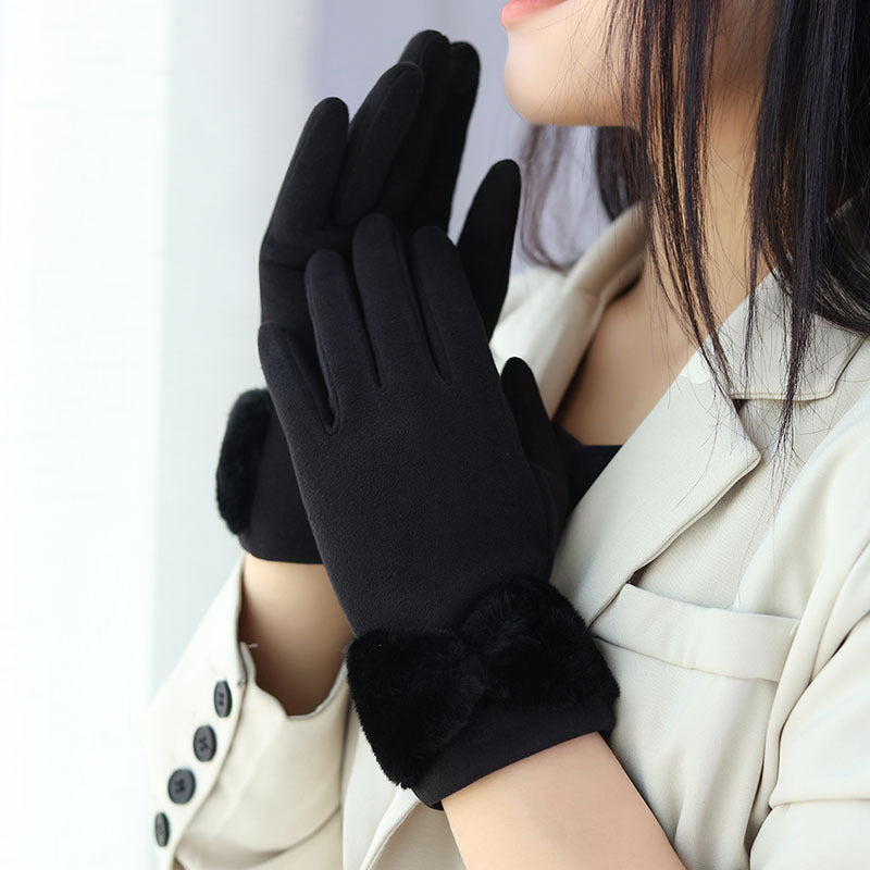 Guantes suaves al tacto con puños de lazo de pelo sintético
