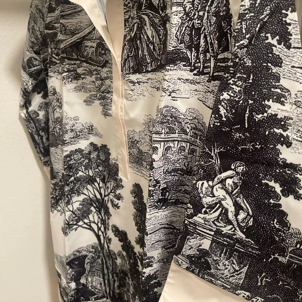 Dam Vintage Tryckt Tunika Klänning för Elegant Vardagsstil på Sommaren