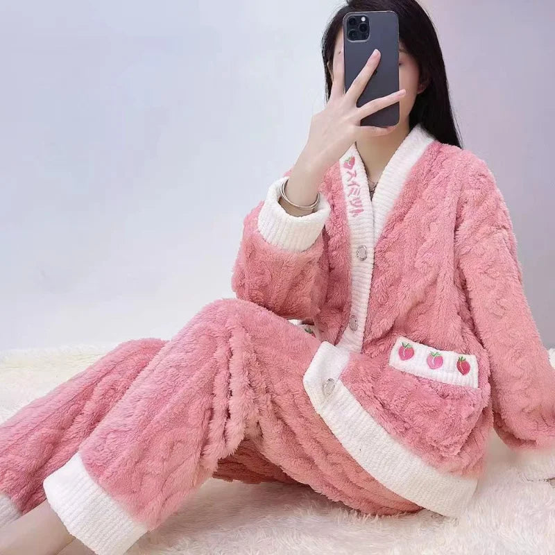 Pyjamas i struktureret fleece