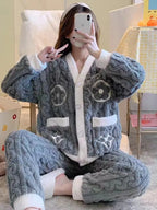 Pyjamas i struktureret fleece