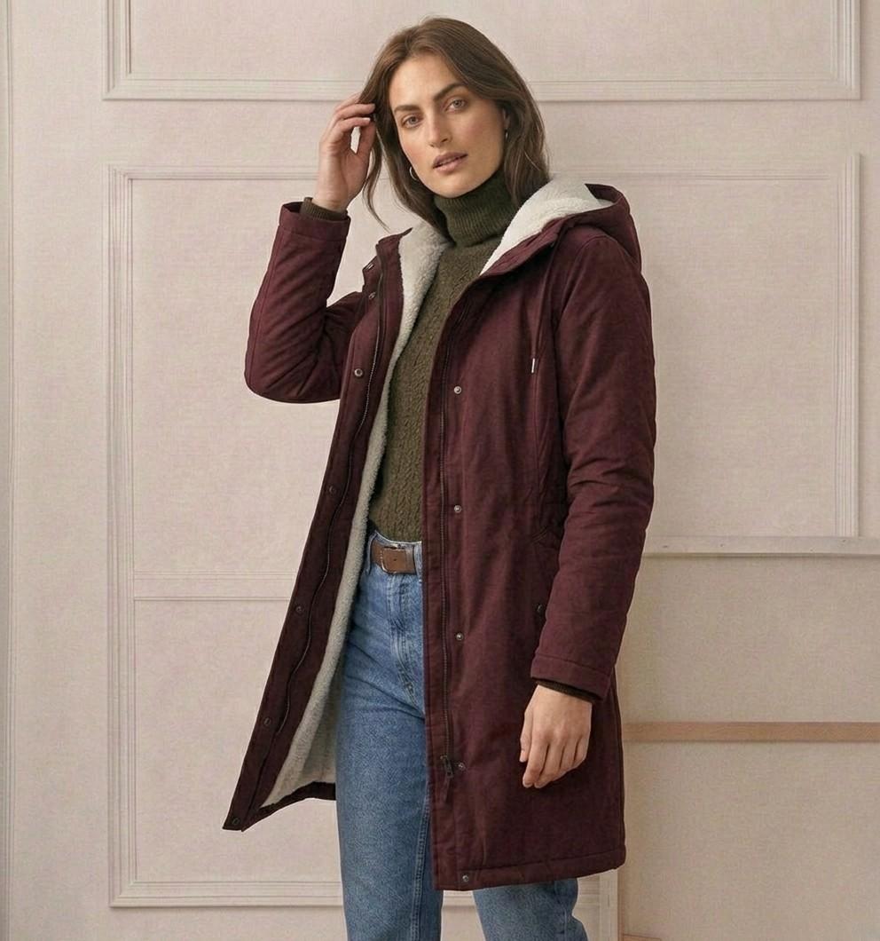 Damen-Winterparka mit Kapuze und Fleece-Futter