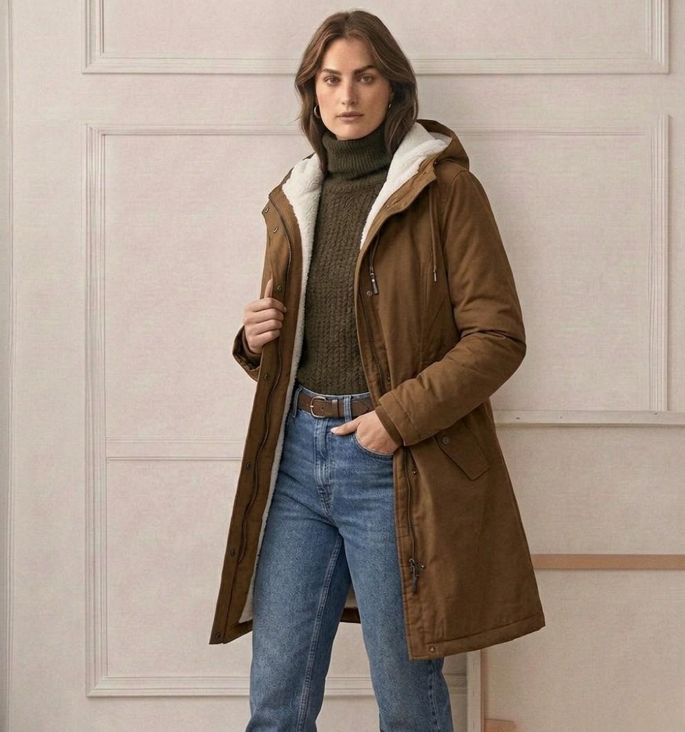 Damen-Winterparka mit Kapuze und Fleece-Futter