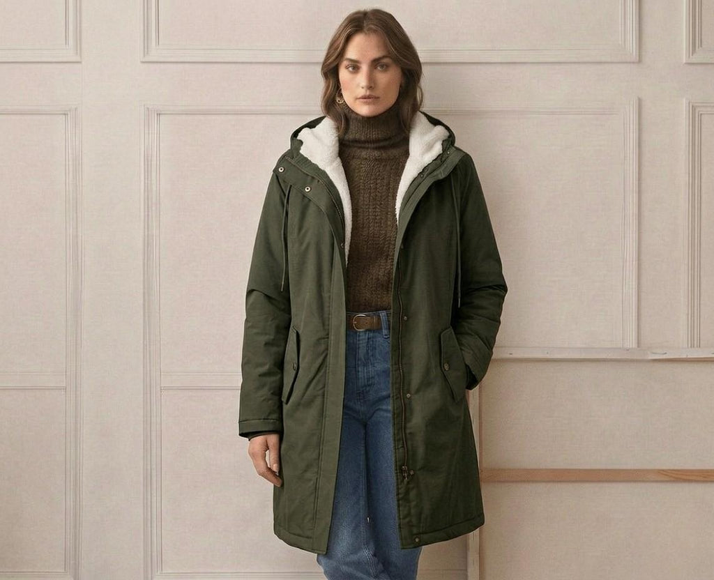 Damen-Winterparka mit Kapuze und Fleece-Futter