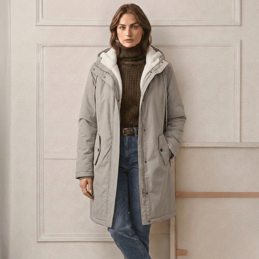 Damen-Winterparka mit Kapuze und Fleece-Futter