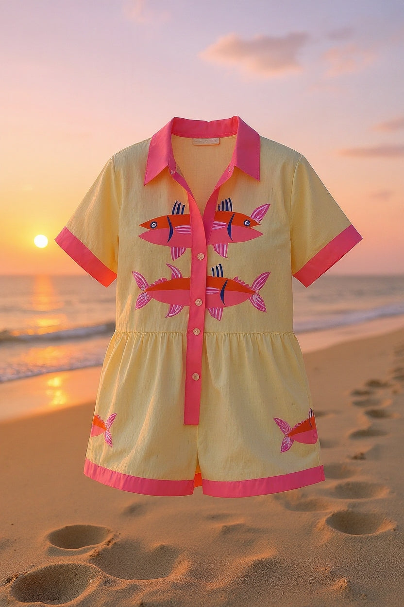 Women's Printed Summer Shirt and Shorts Set