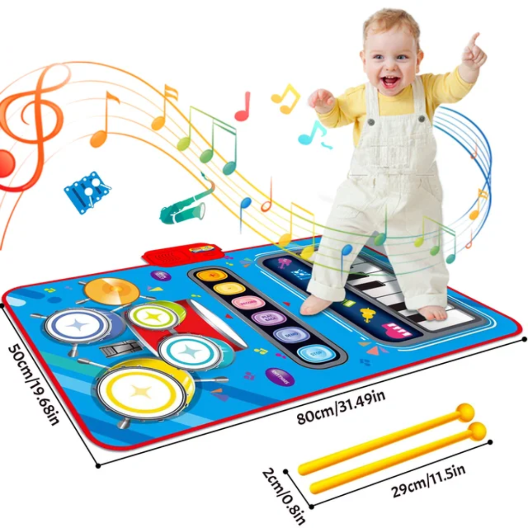Tappeto musicale 2-in-1 con pianoforte e batteria