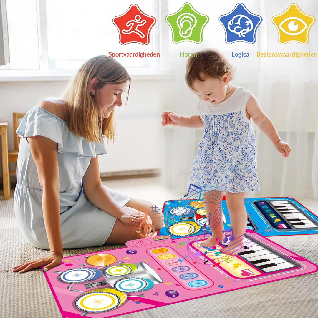 Tappeto musicale 2-in-1 con pianoforte e batteria