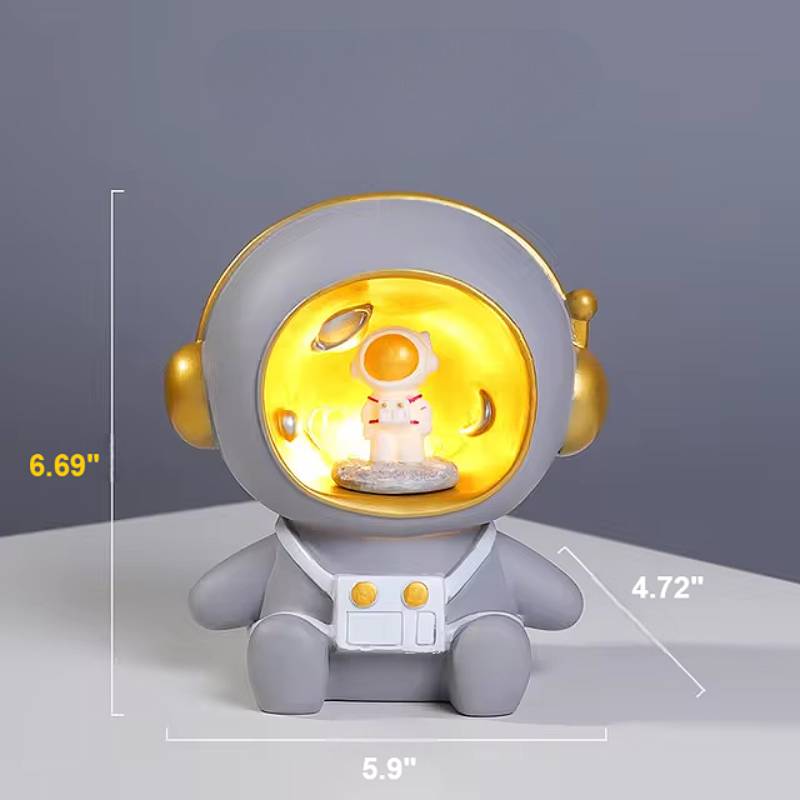 Sparegris med astronautmotiv og LED-natlys