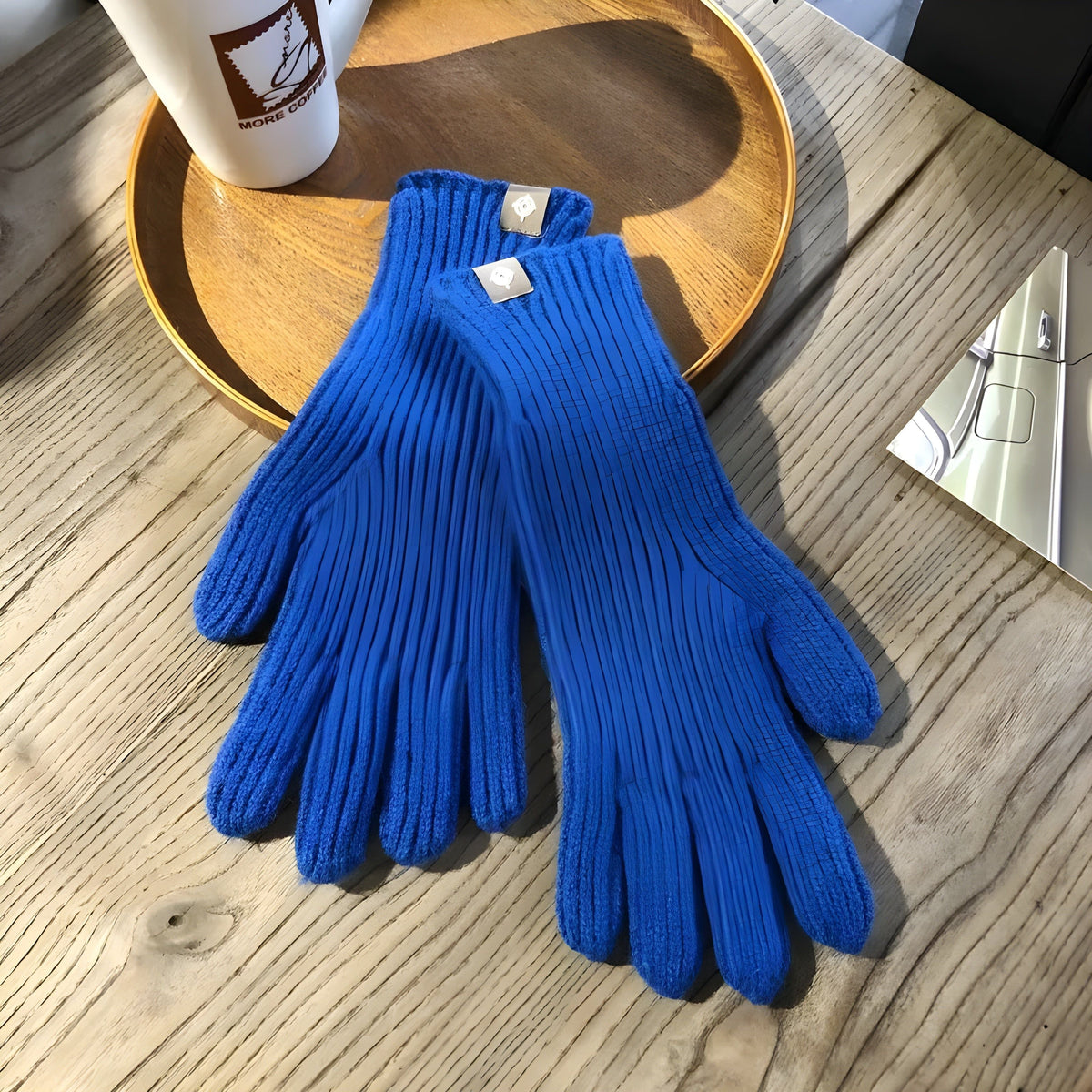 Ribbed Knit Winter Gloves