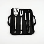 Set de 3 herramientas de acero inoxidable para barbacoa con bolsa de transporte