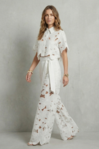 Conjunto de Palazzo para mujer con encaje floral