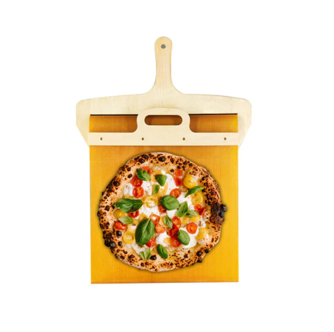 SlideServe pizzaovnsspatel i træ med glideskinne