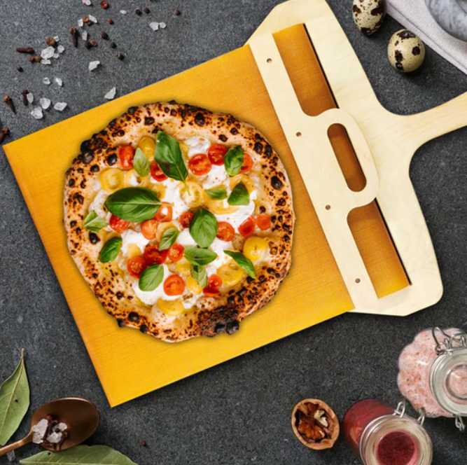 SlideServe pizzaovnsspatel i træ med glideskinne