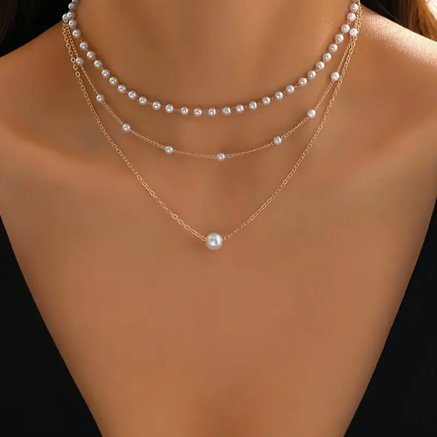 Collana da donna a catena con perle sovrapposte