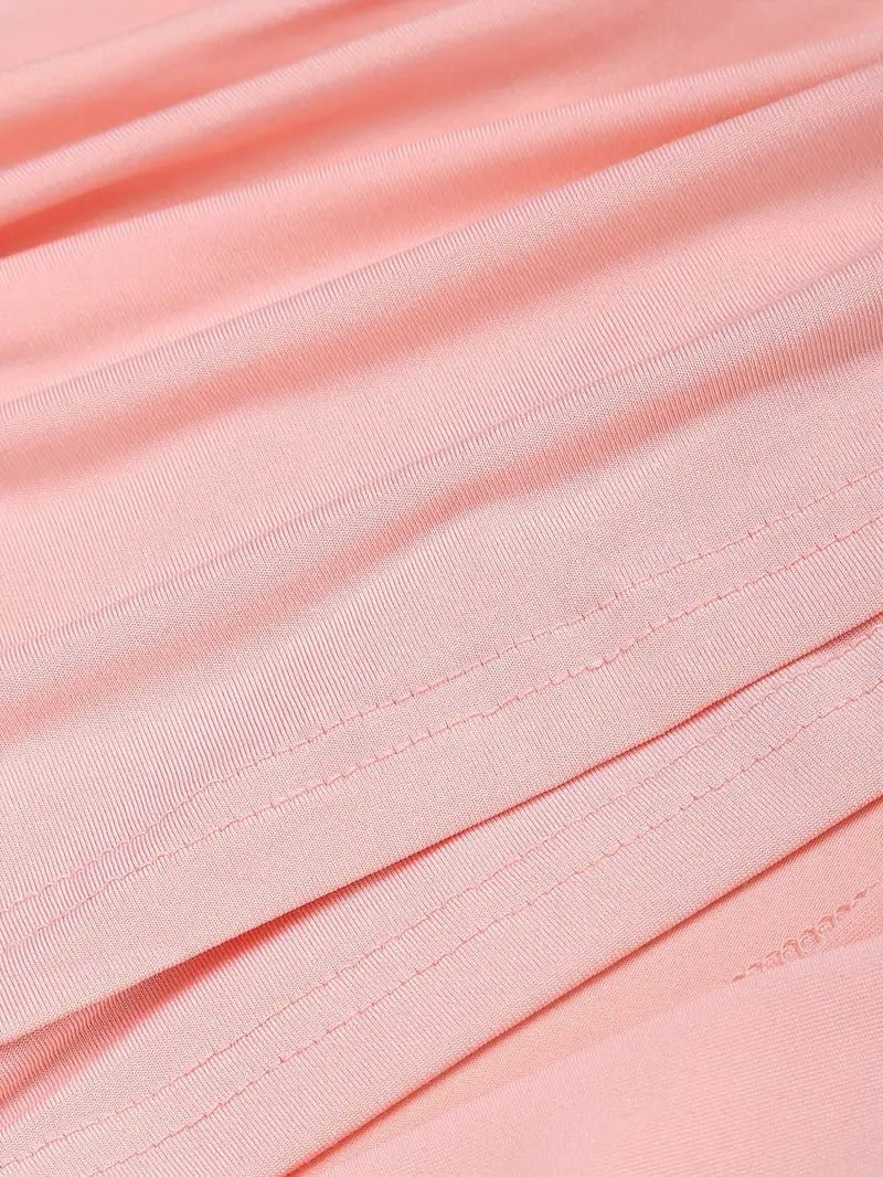Abito midi da donna con maniche lunghe, stampa floreale, effetto incrociato falso e cintura in vita