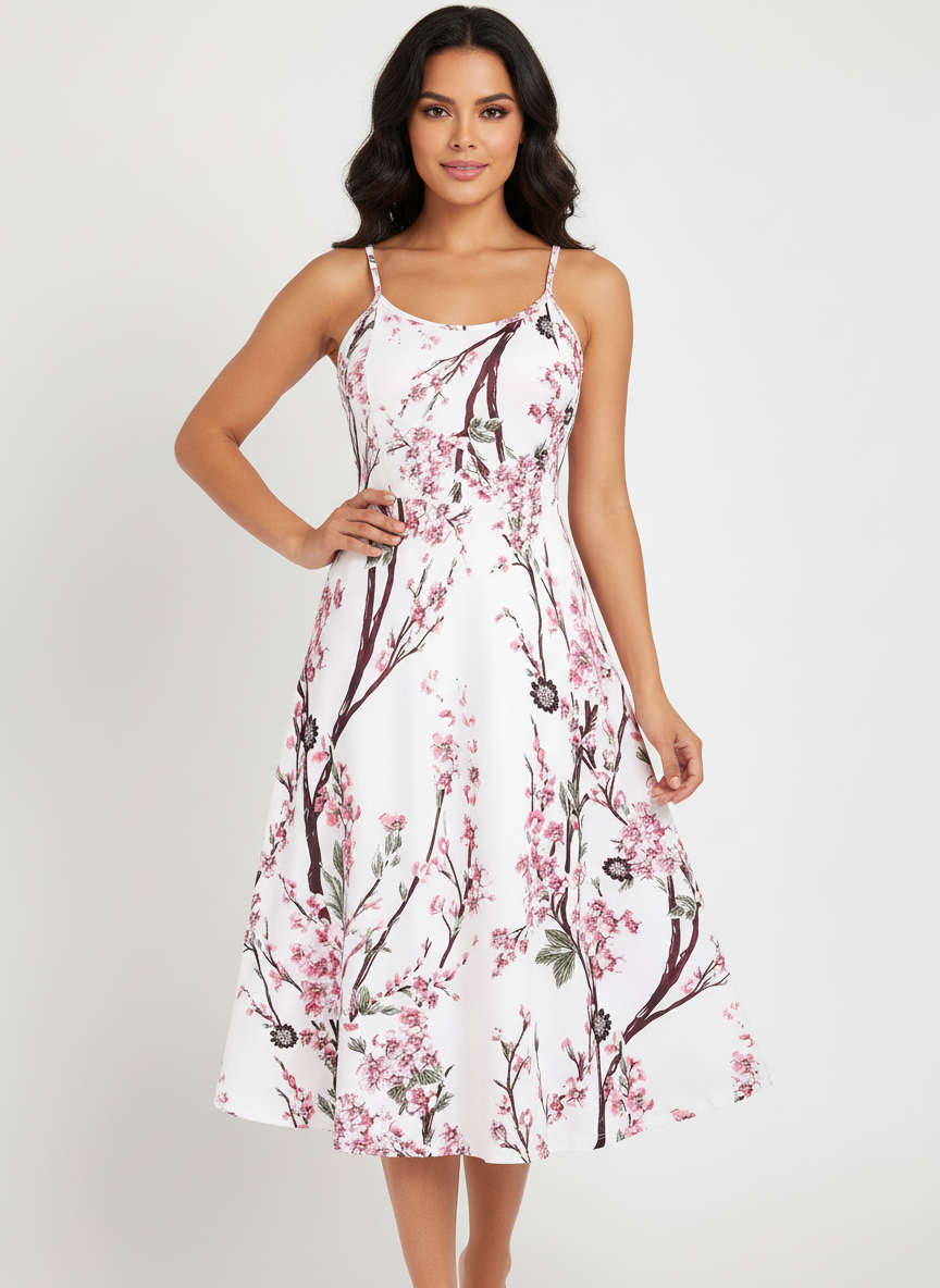 Robe midi pour femme à imprimé floral, effet portefeuille, manches longues et lien à nouer à la taille