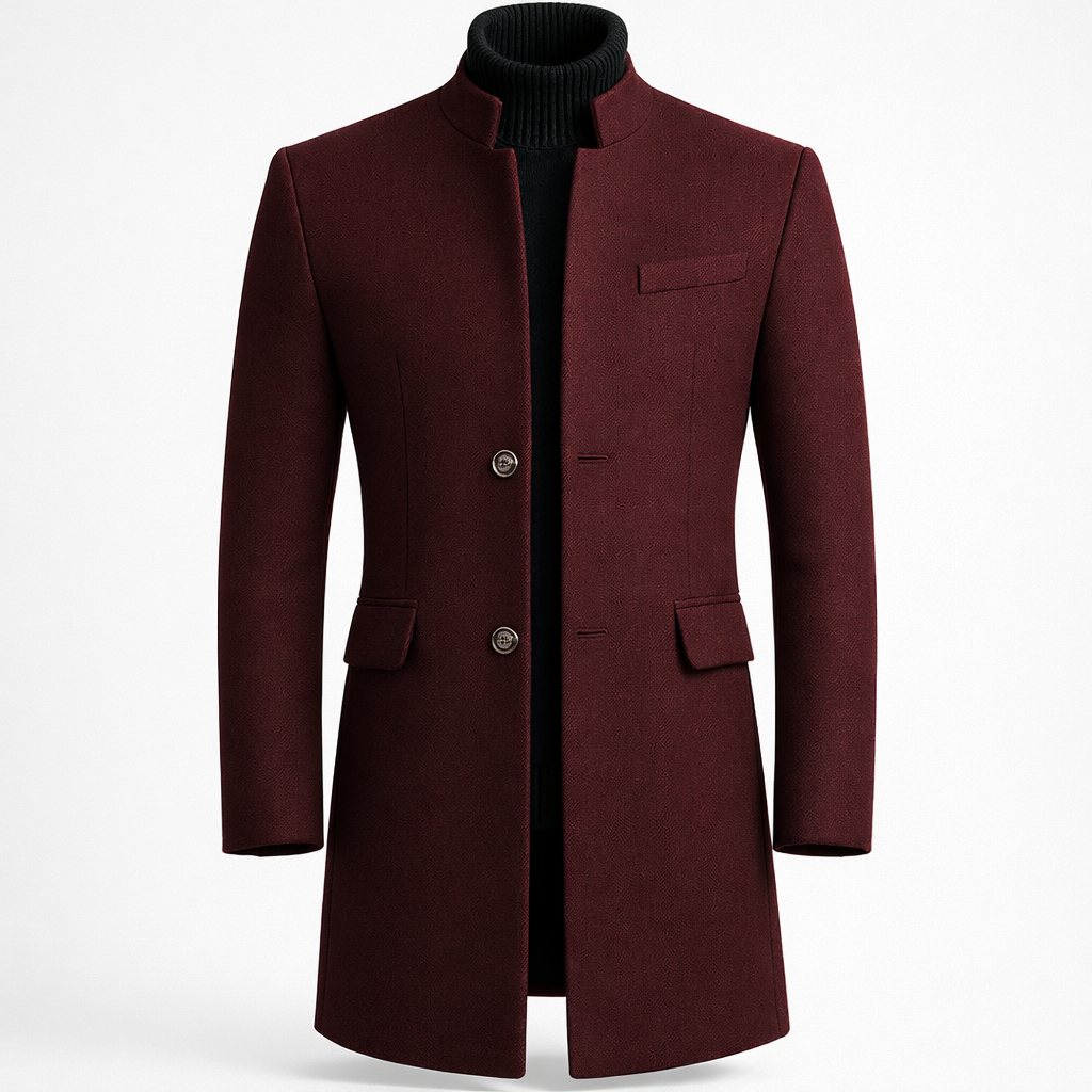 Men’s Stand Collar Longline Coat