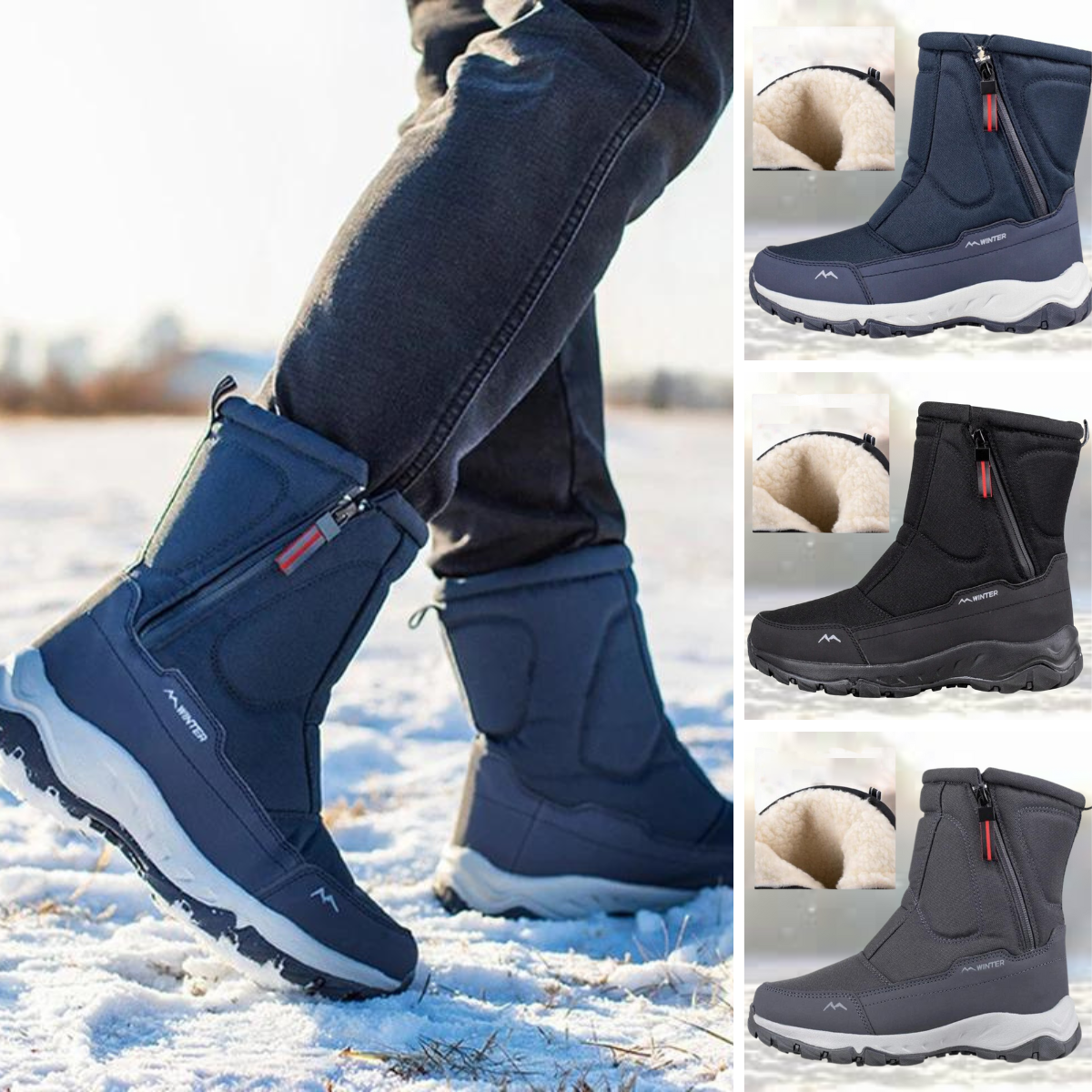 Botas de nieve de invierno para mujer, de media caña