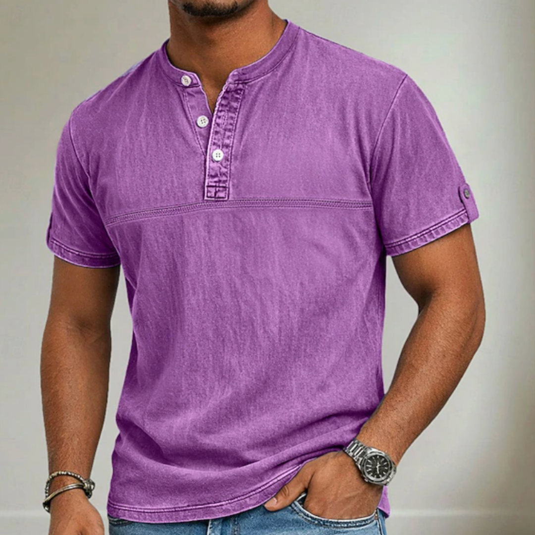 Men's Washed Henley T-Shirt