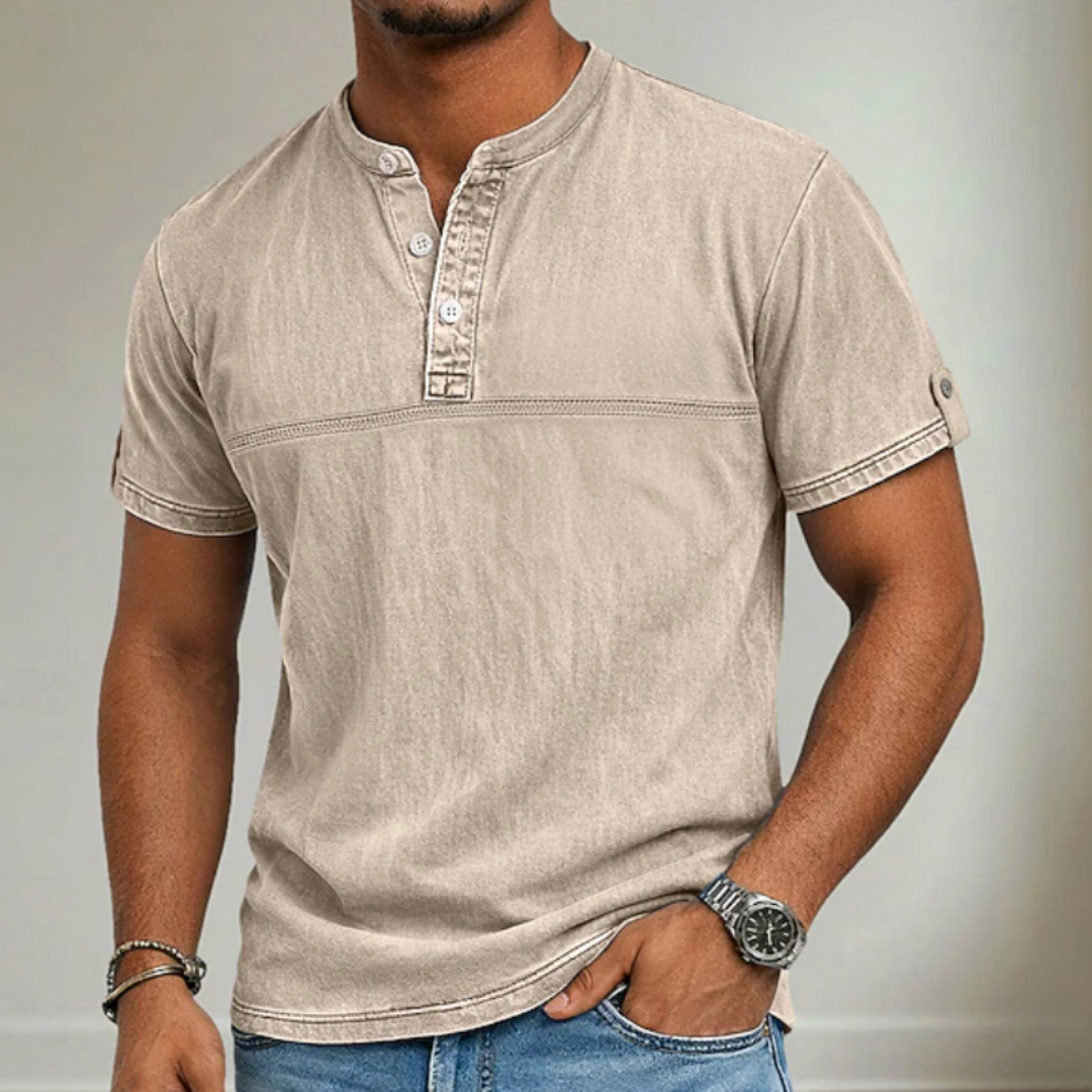 Men's Washed Henley T-Shirt