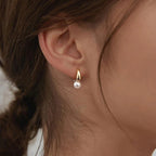 Women’s Gold-Tone Pearl Drop Huggie Earrings