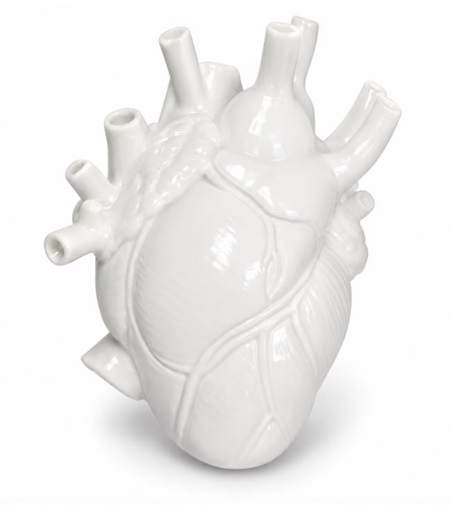 Jarrón de flores con forma de corazón anatómico