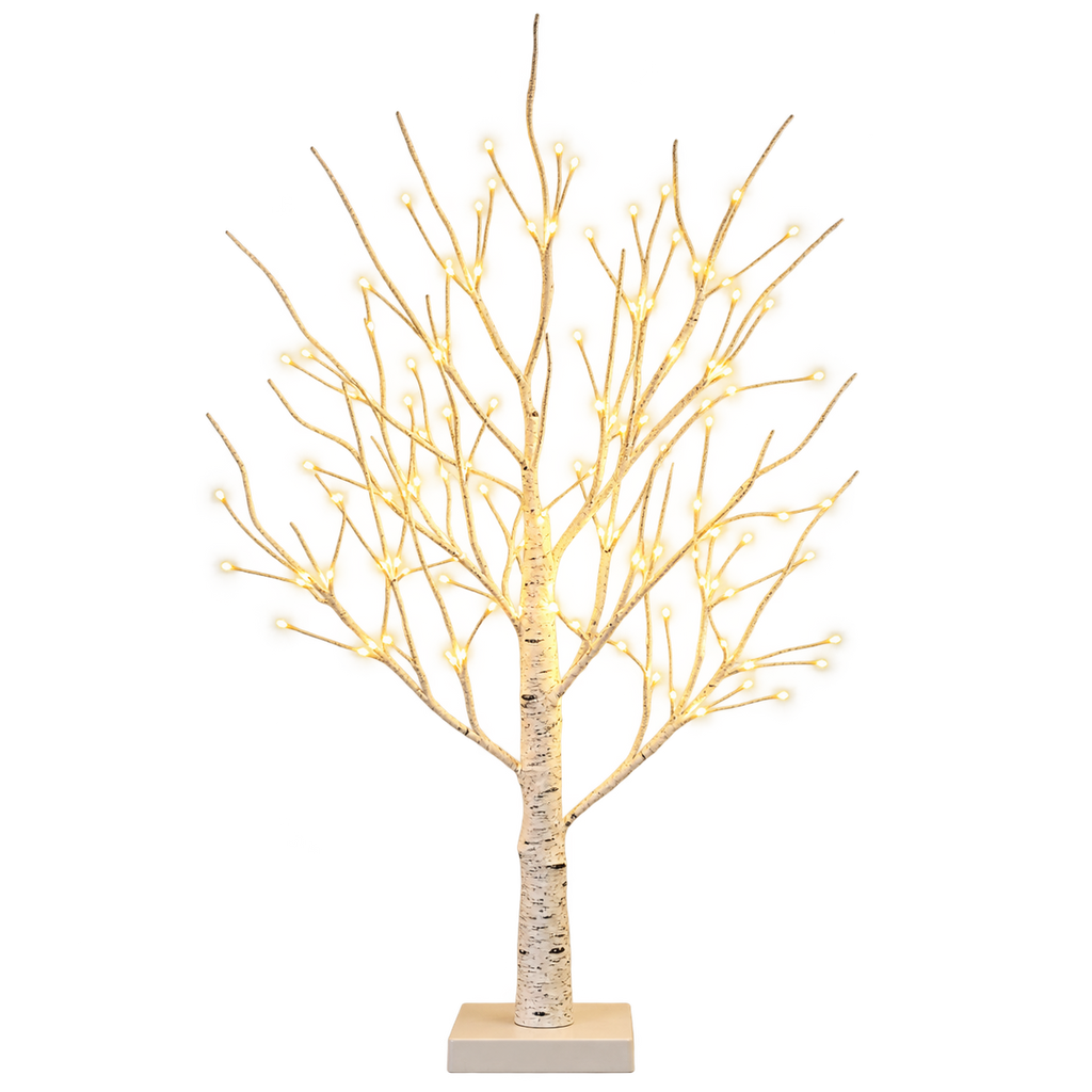 Albero di betulla bianca luminoso con 144 luci LED a luce calda