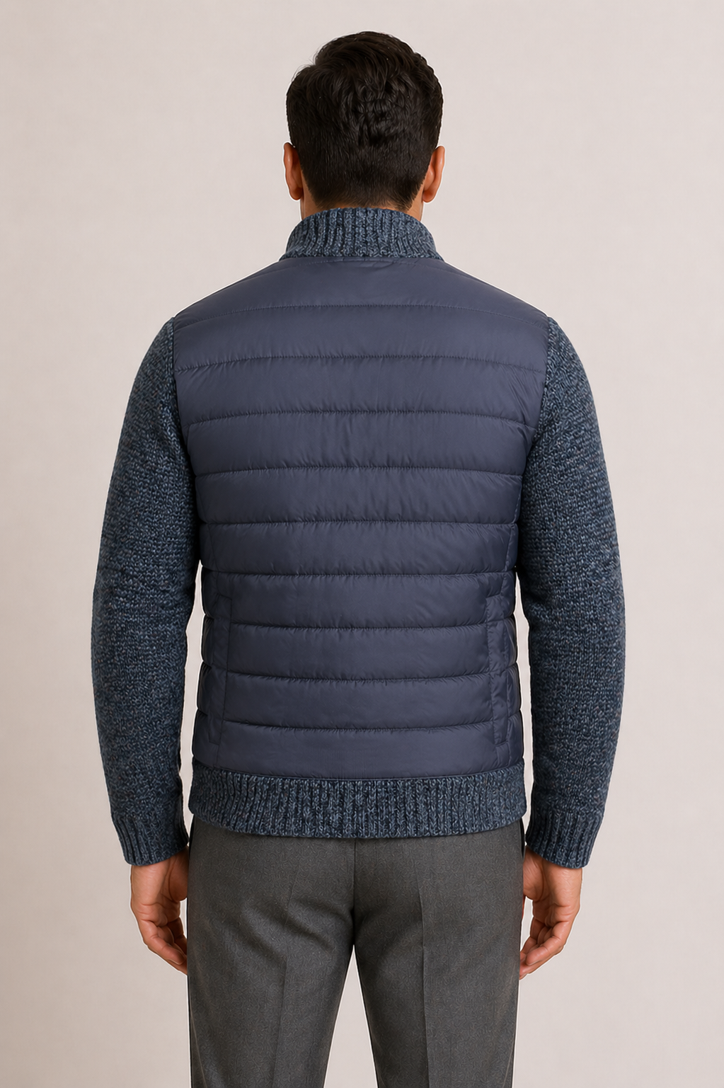 Men’s Quilted Knit Sleeve Zip Jacket