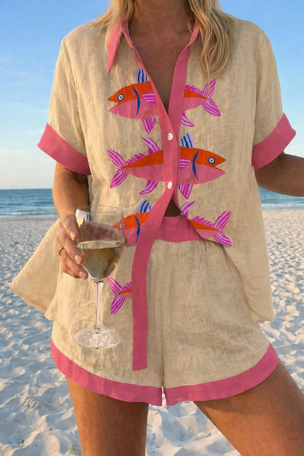 Women's Printed Summer Shirt and Shorts Set