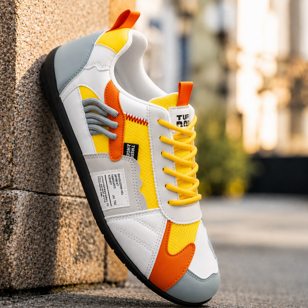 Men's Color Block Lace-Up Casual Walking Sneakers