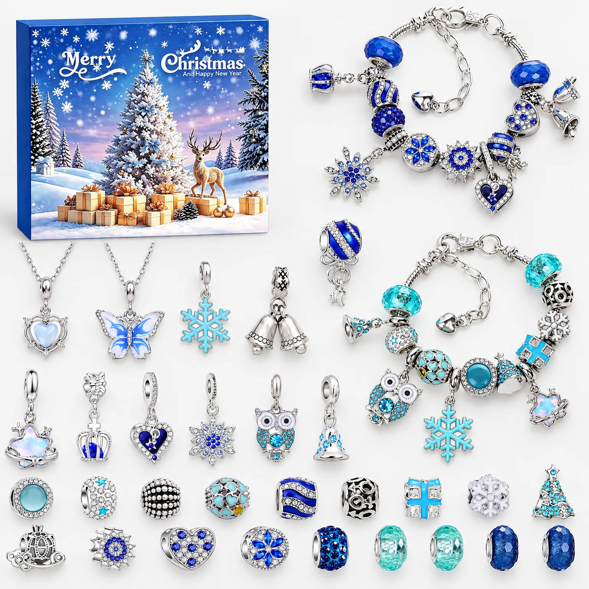 Calendario de Adviento de cuenta regresiva navideña Glimma con dijes decorativos para joyería