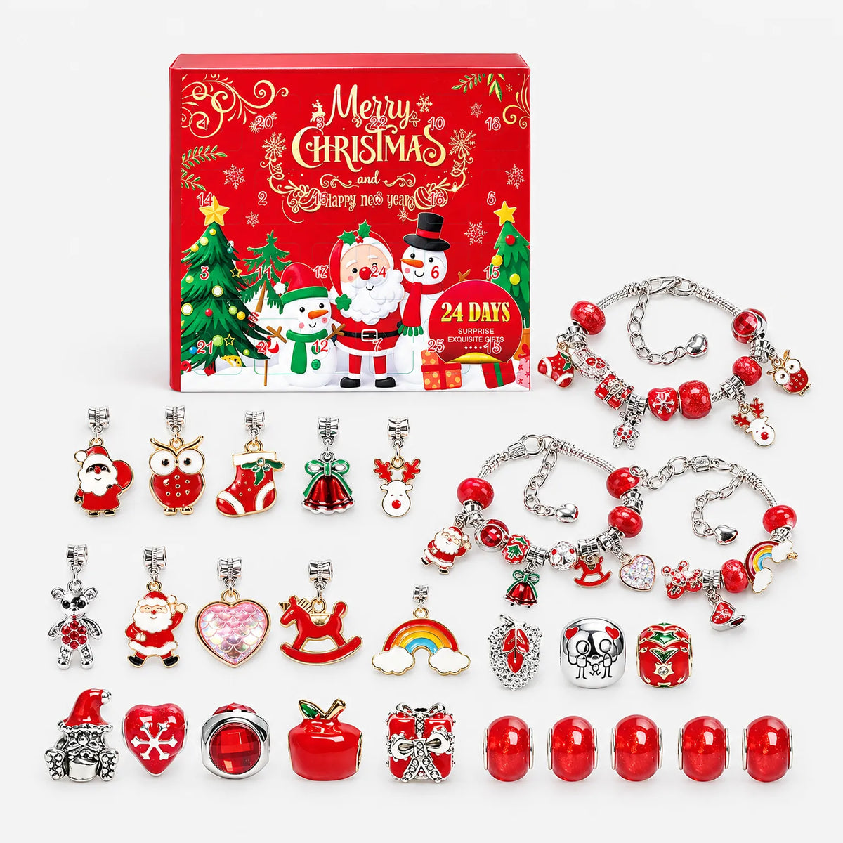 Calendario de Adviento de cuenta regresiva navideña Glimma con dijes decorativos para joyería