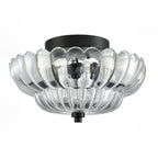 Halvplan loftlampe i glas med kronbladsdesign