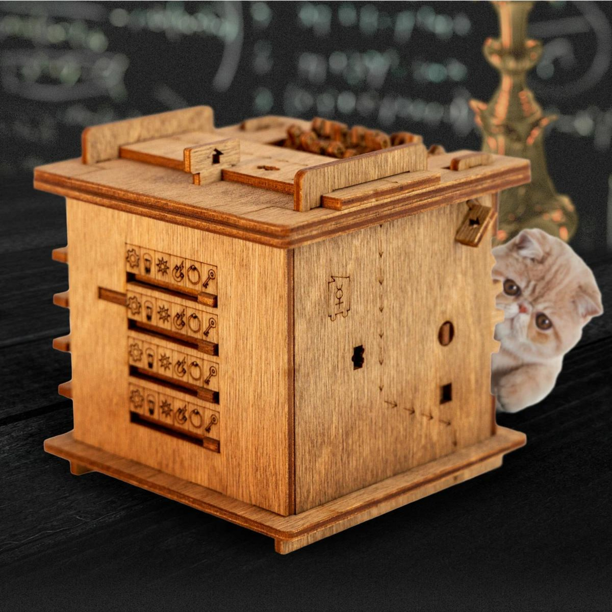 Boîte casse-tête en bois QuantumCat de type escape game