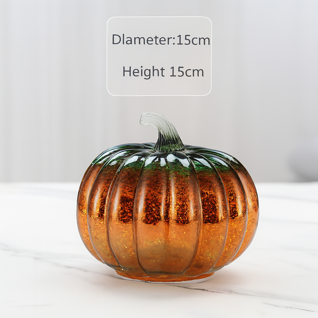 Adorno de calabaza de cristal iluminado