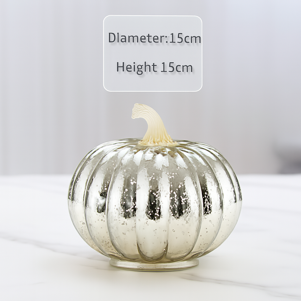Adorno de calabaza de cristal iluminado